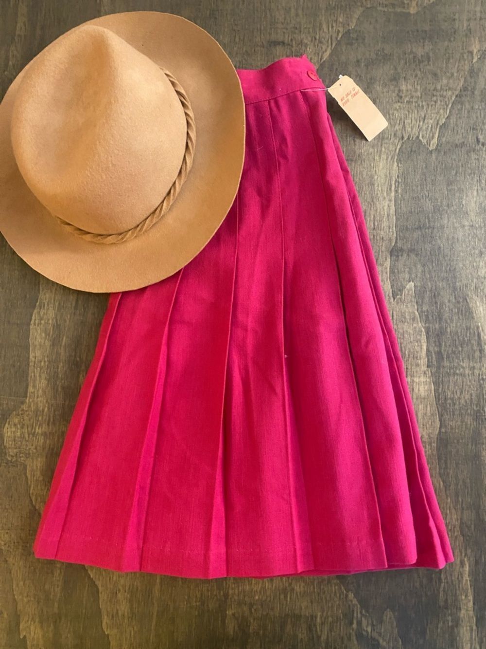 Vintage Michael Taylor Bright Pink Pleated Midi Skirt